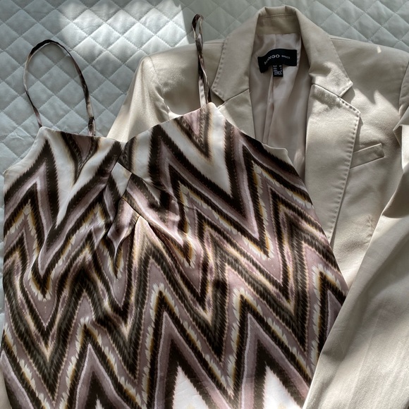 Mango Jackets & Blazers - MNG Beige Blazer + BR Cami Combo Mango Jackets & Blazers - MNG Beige Blazer + BR Cami Combo